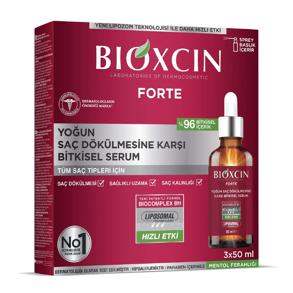 Bioxcin Forte Herbal Serum For Intensive Hair Loss 3x50ml