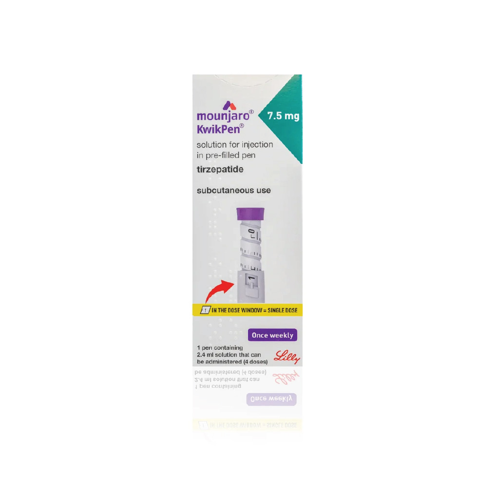 Mounjaro, Kwikpen Tirzepatide 7.5mg/0.6ml, Pre-filled pen for type 2 diabetes treatment, 2.4 ml