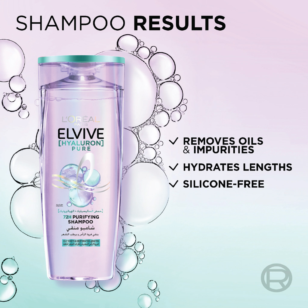 L’Oréal Elvive, Hyaluron Pure Shampoo, Hydrating shampoo for intense moisture, 400ml