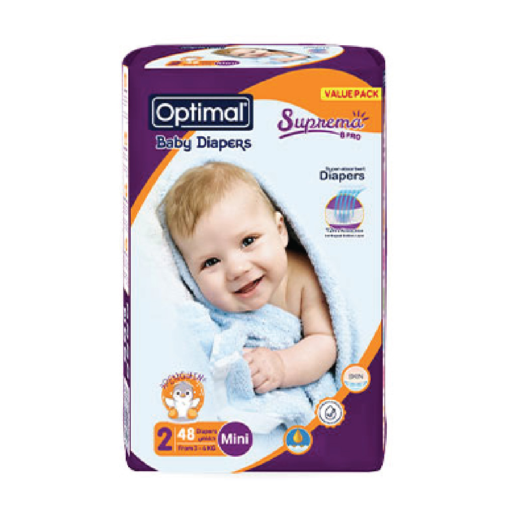 Optimal Baby Diaper (2) Mini (3-, 6 Kg) 48 Diapers