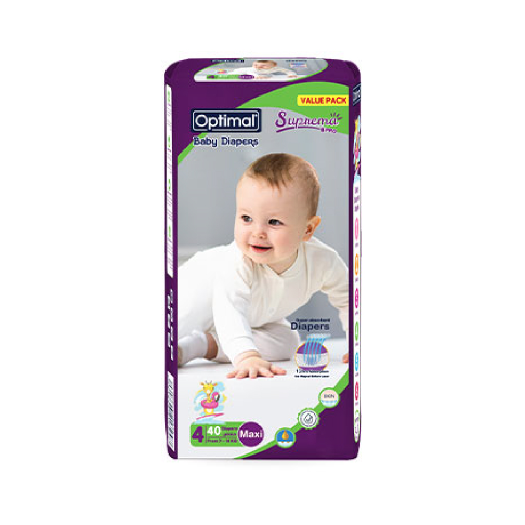 Optimal Baby Diaper (4) Maxi (7-18Kg) 40 Diapers