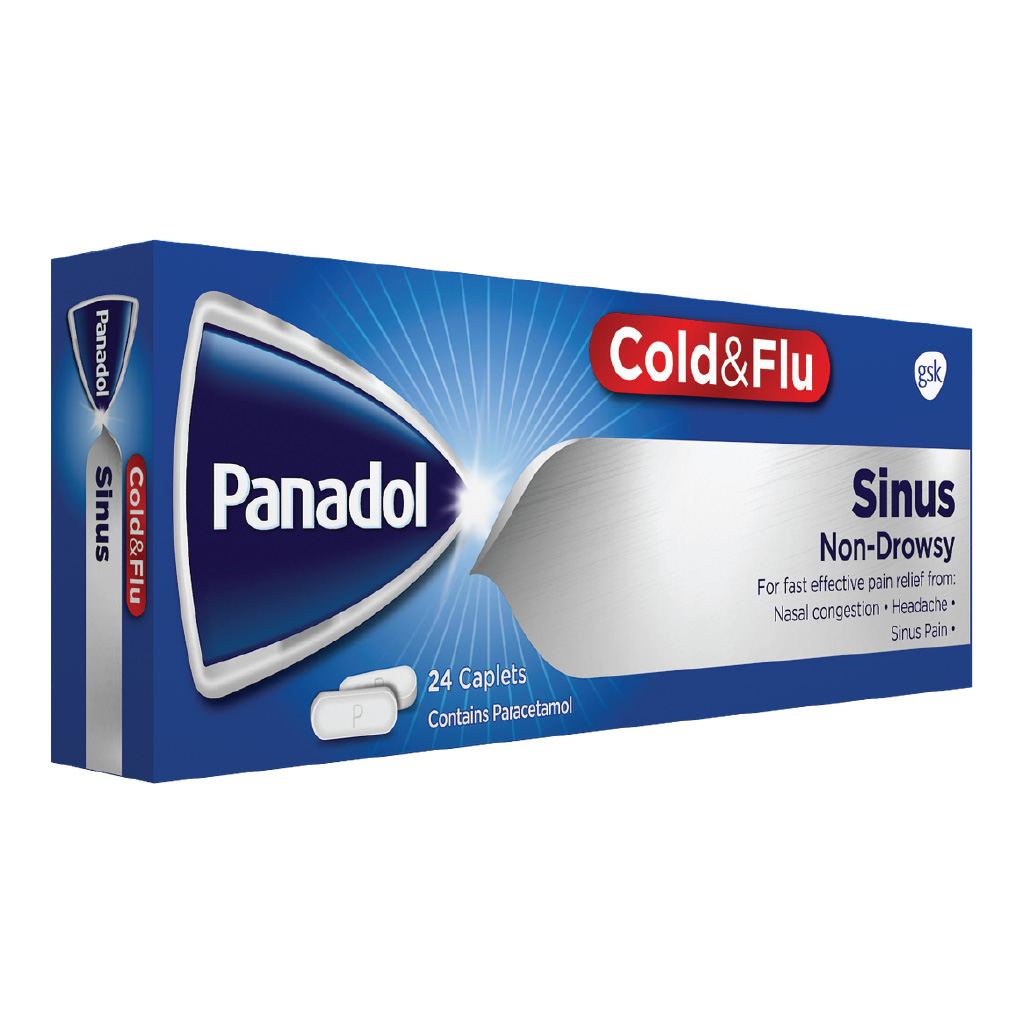 Panadol, Sinus caplets, Fast relief medication for sinus pain, 24 caplets