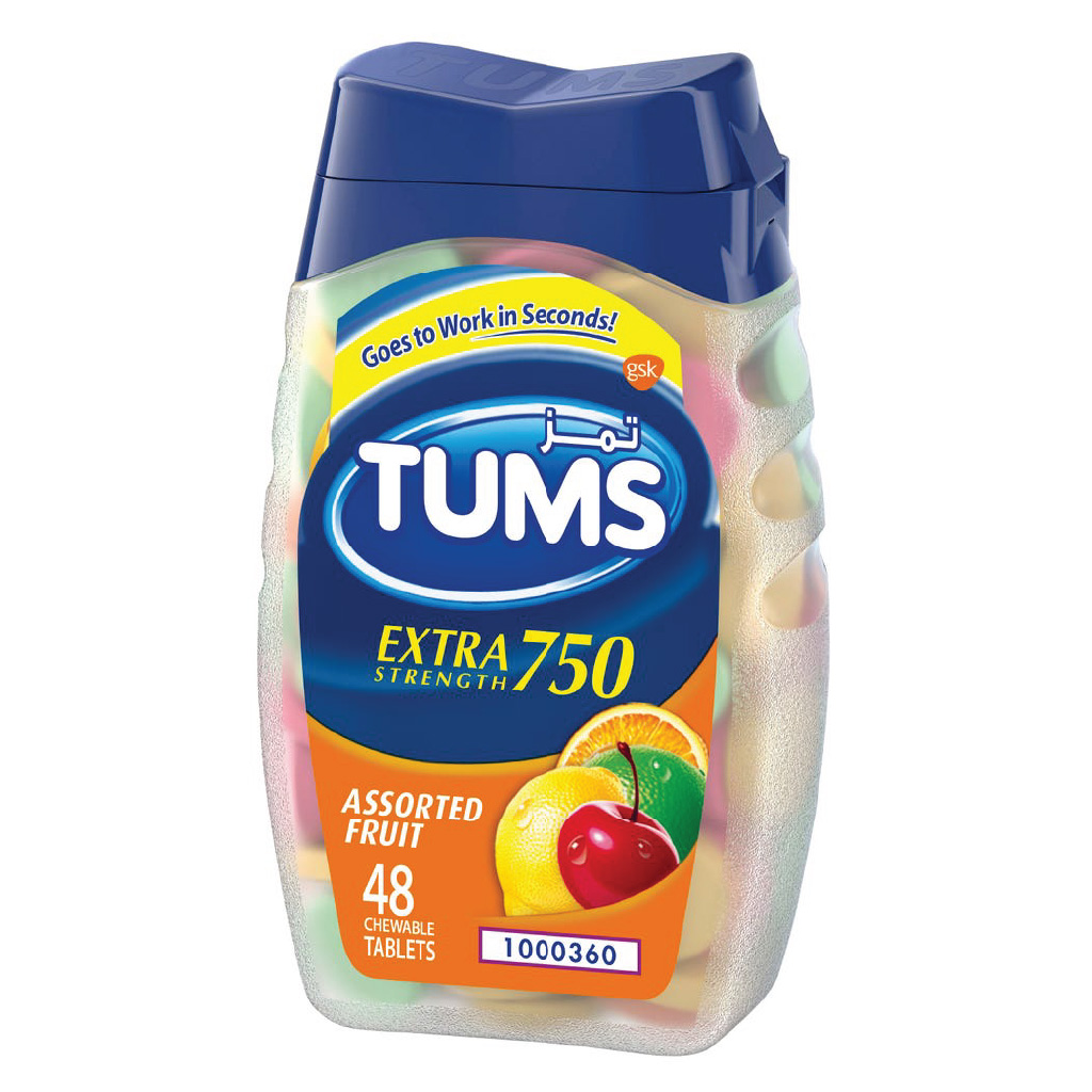 Tums, Extra Strength Antacid Chewable Tablets Assorted Fruit Flavour, Fast relief for heartburn and indigestion