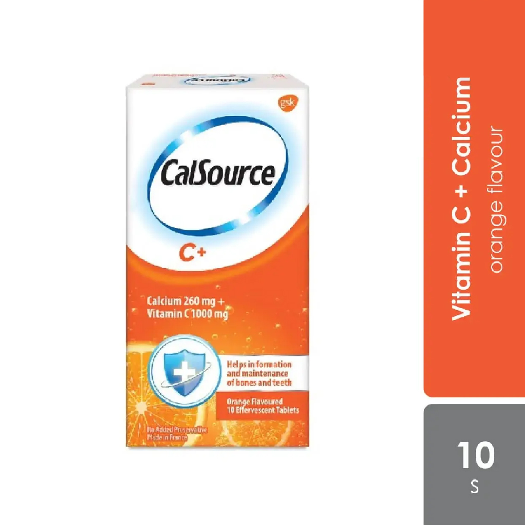 Calsource Calcium 260mg + Vitamin C 1000mg 10 Effervescent