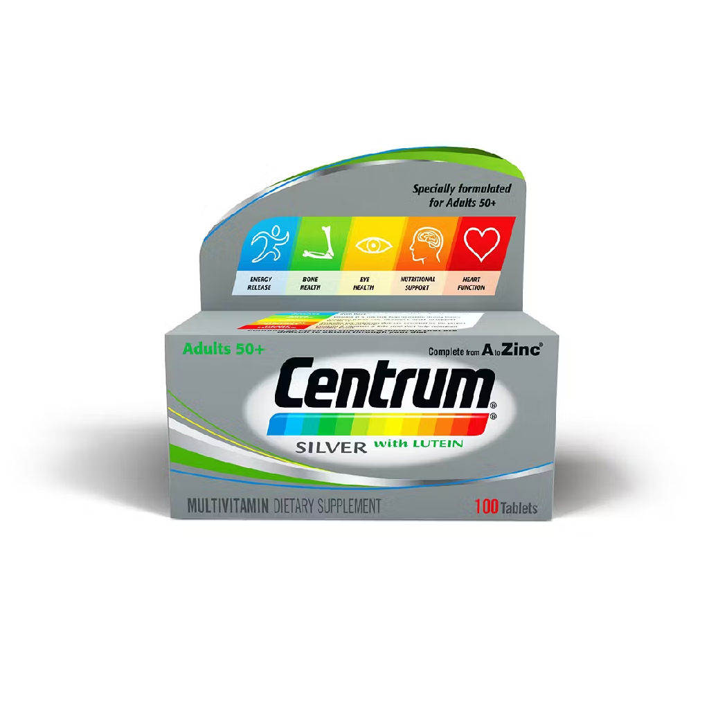 Centrum Silver with Lutein – Daily Multivitamin – 100 Tablets
