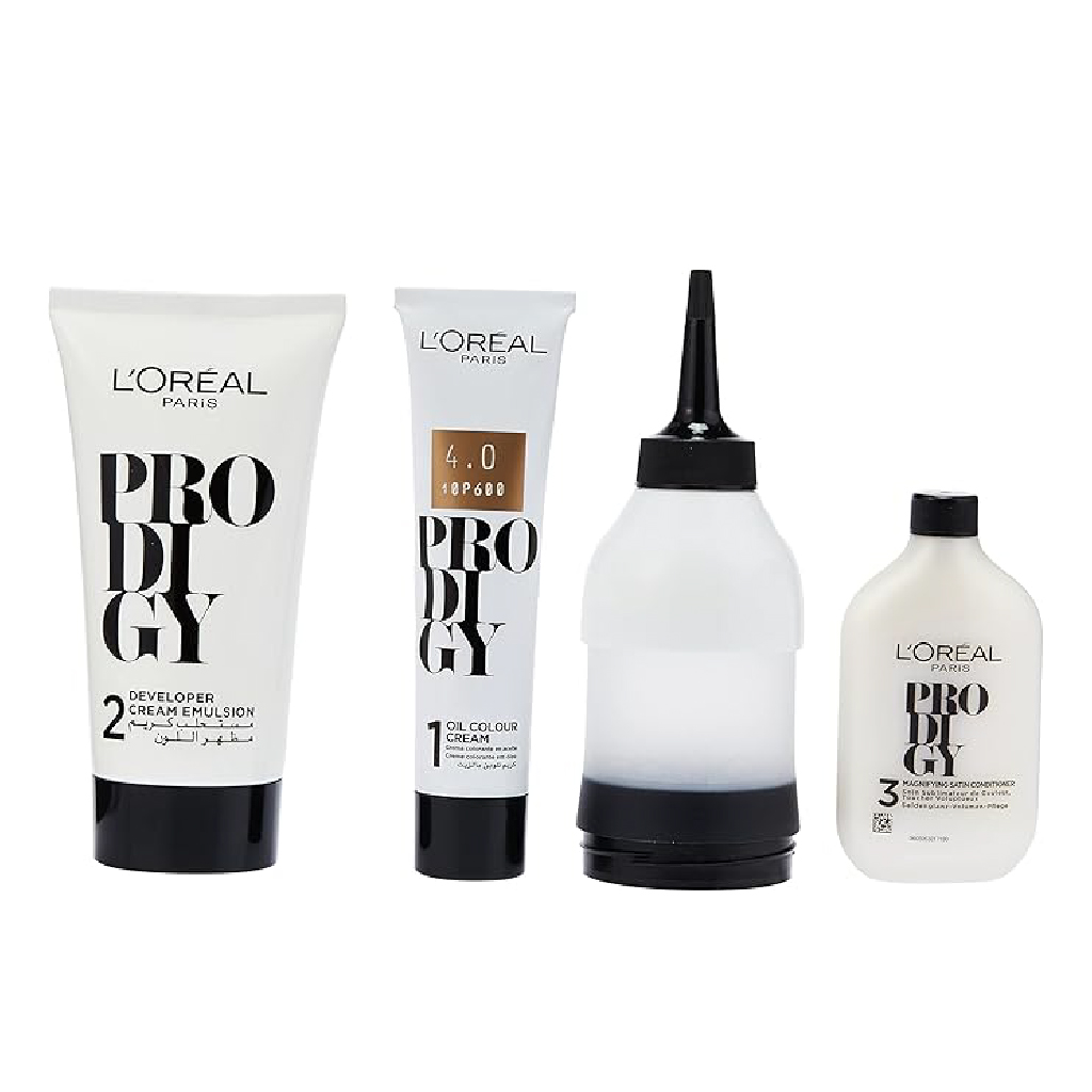 L’Oréal Paris, Prodigy Permanent Oil Hair Color, Ammonia-free permanent hair color, 4 Sepia Kit