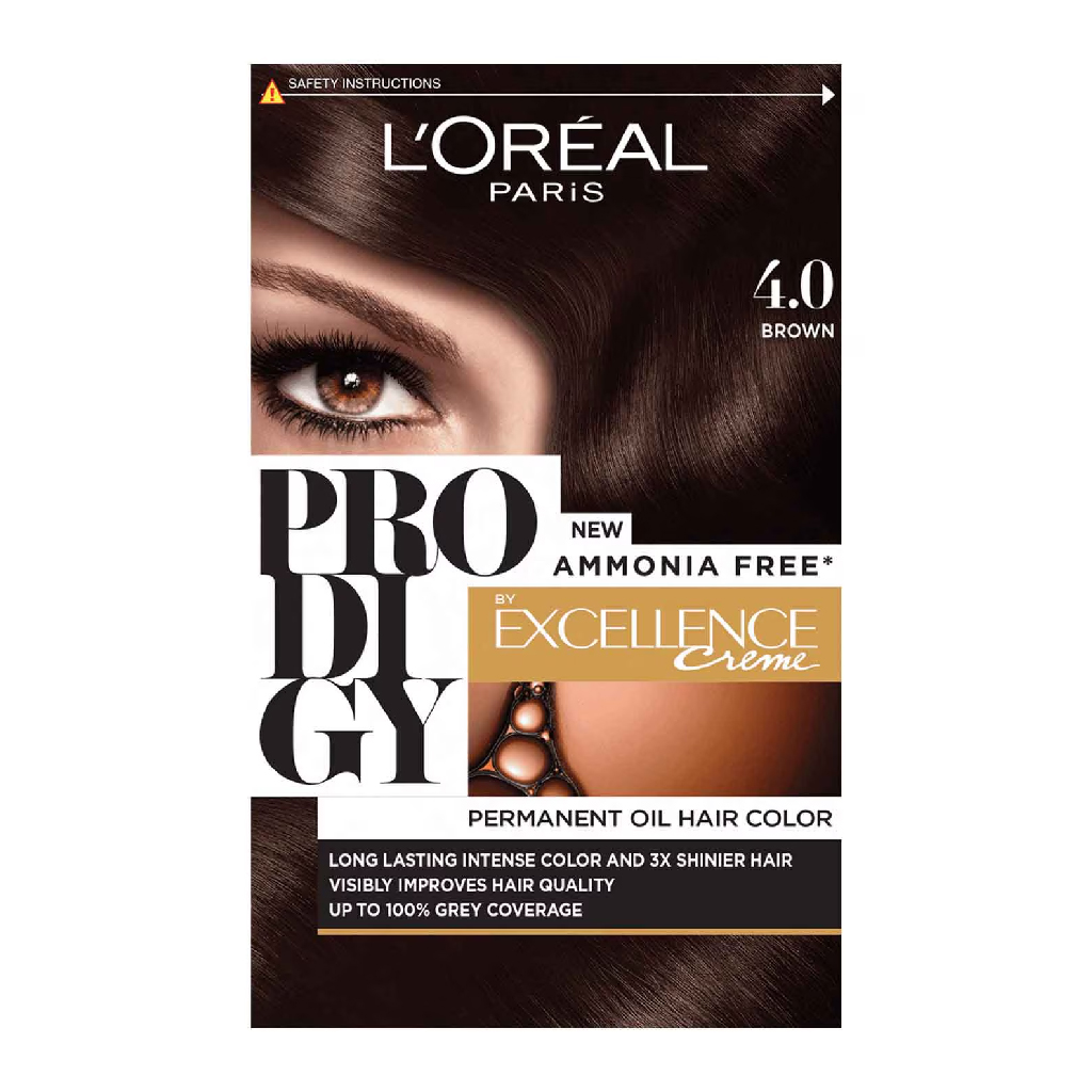 L’Oréal Paris, Prodigy Permanent Oil Hair Color, Ammonia-free permanent hair color, 4 Sepia Kit