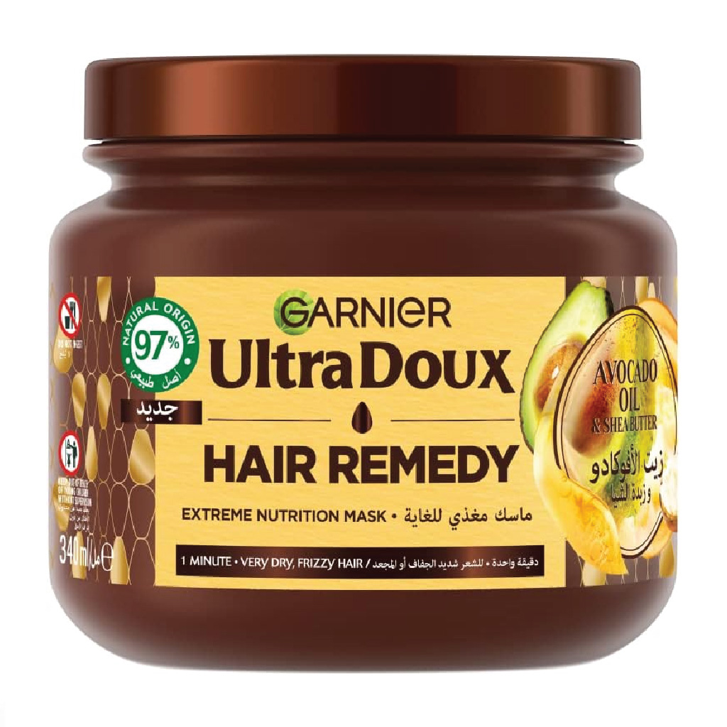 Garnier Ultra Doux, Avocado Oil and Shea Butter Extreme Nutrition Hair Mask, Deep nourishing hair mask for dry and damaged hair, 340ml