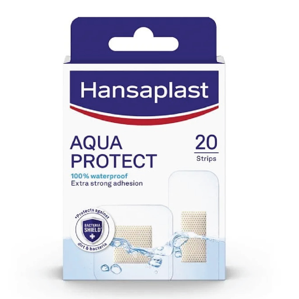 Hansaplast, Aqua Protect Strips, Waterproof adhesive bandages for wet conditions, 20 strips
