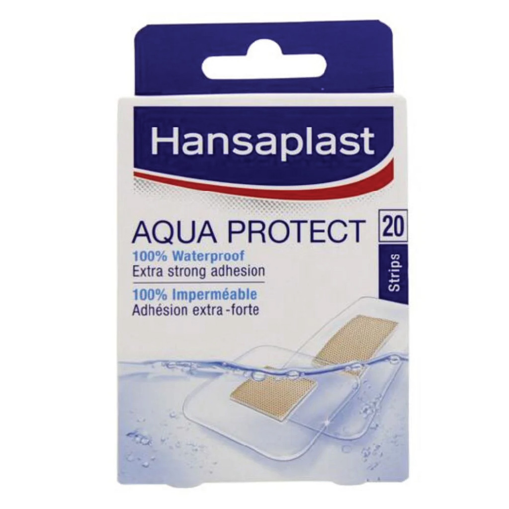 Hansaplast, Aqua Protect Strips, Waterproof adhesive bandages for wet conditions, 20 strips