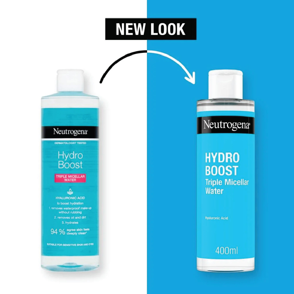 Neutrogena, Hydro Boost Triple Micellar Water with Hyaluronic Acid, Hydrating makeup remover and cleanser, 400ml