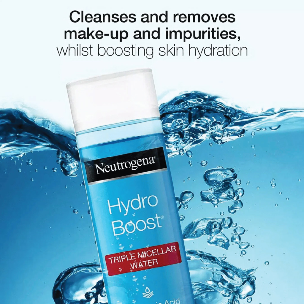 Neutrogena, Hydro Boost Triple Micellar Water with Hyaluronic Acid, Hydrating makeup remover and cleanser, 400ml