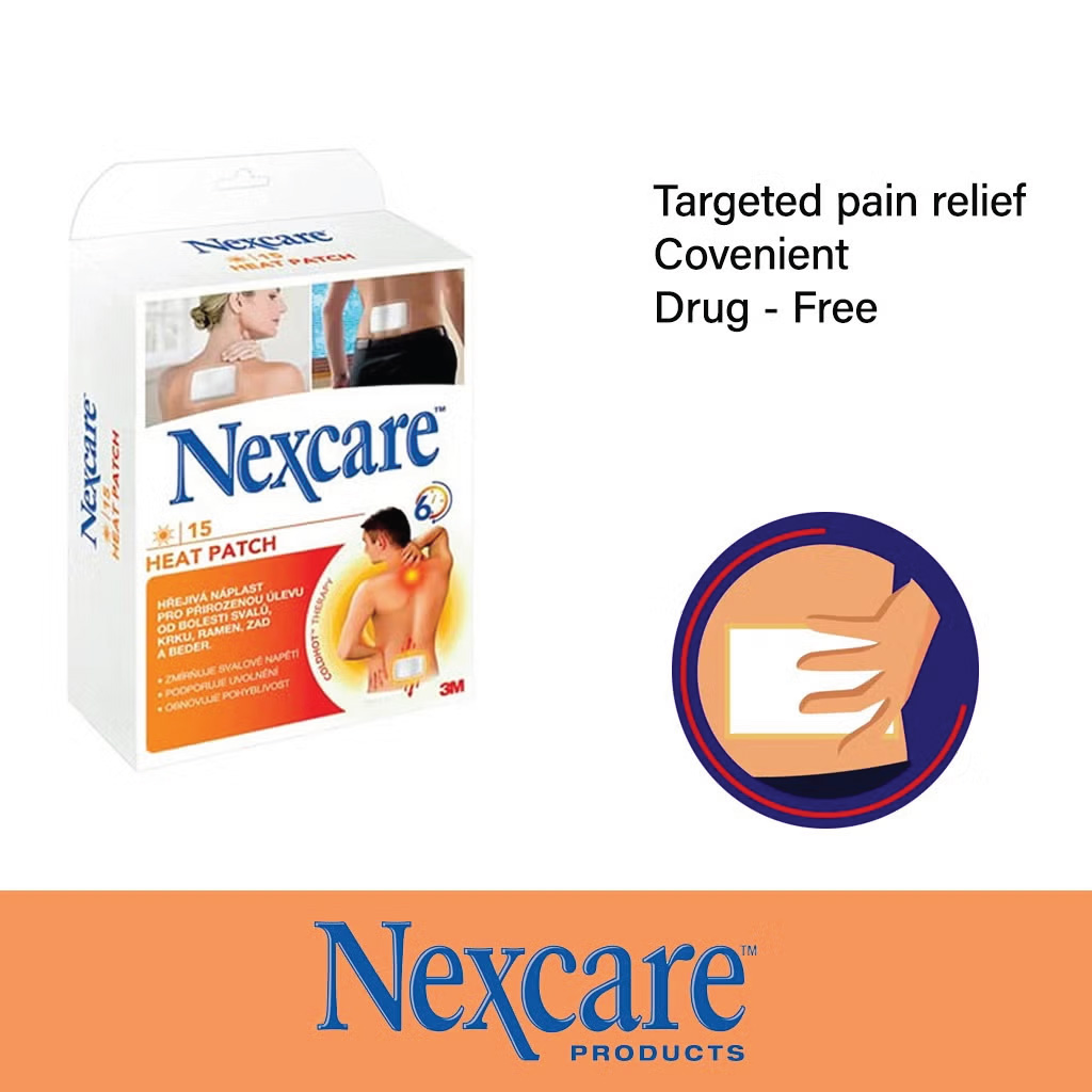 Nexcare 3M, Adhesive Heat Patch, Pain relief heat patch for muscle aches, 15 pieces