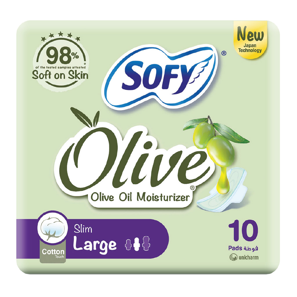 Sofy, Sanitary Napkins Olive Slim Regular, Slim sanitary pads with olive extract for regular flow, 10 pads