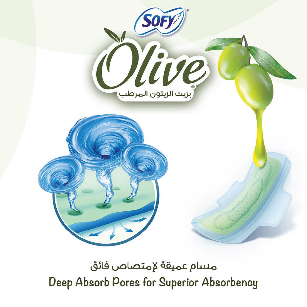 Sofy, Sanitary Napkins Olive Slim Regular, Slim sanitary pads with olive extract for regular flow, 10 pads