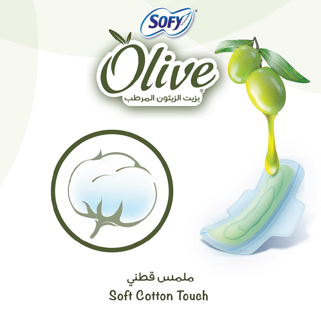 Sofy, Sanitary Napkins Olive Slim Regular, Slim sanitary pads with olive extract for regular flow, 10 pads