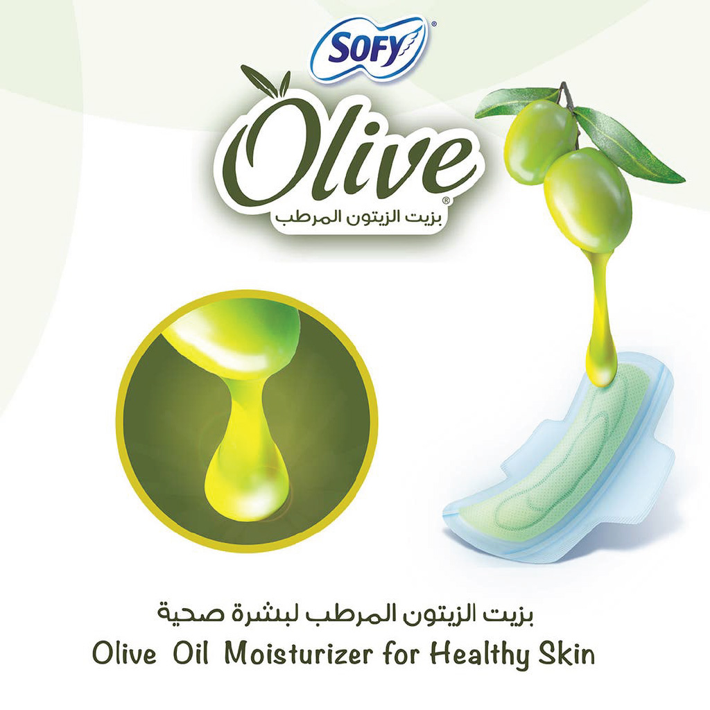 Sofy, Sanitary Napkins Olive Slim Regular, Slim sanitary pads with olive extract for regular flow, 10 pads