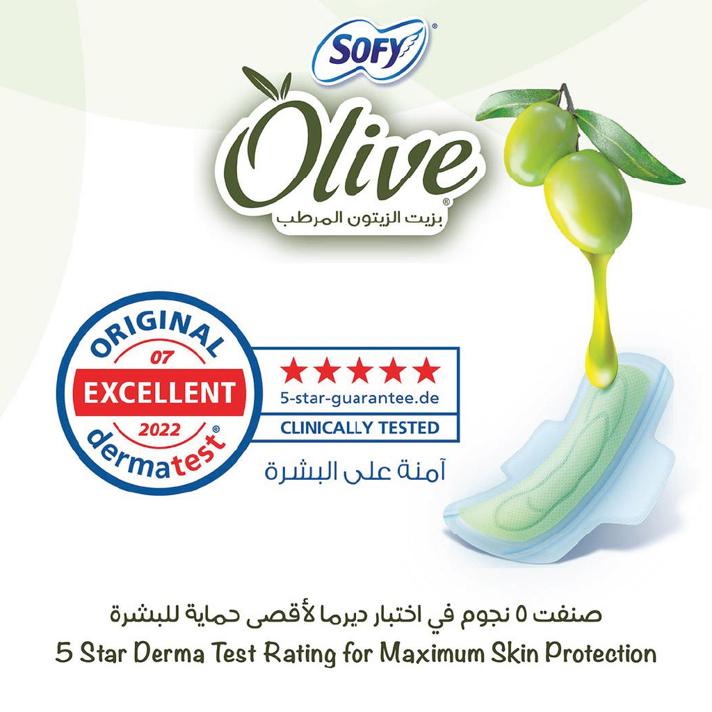 Sofy, Sanitary Napkins Olive Slim Regular, Slim sanitary pads with olive extract for regular flow, 10 pads