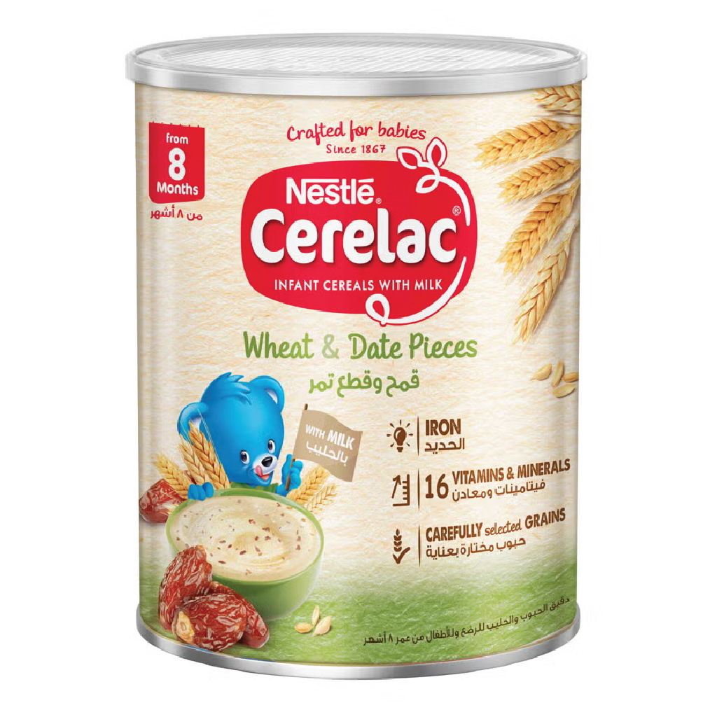 Nestlé, Cerelac Wheat & Date Pieces, Infant cereal with wheat and date pieces, 400g