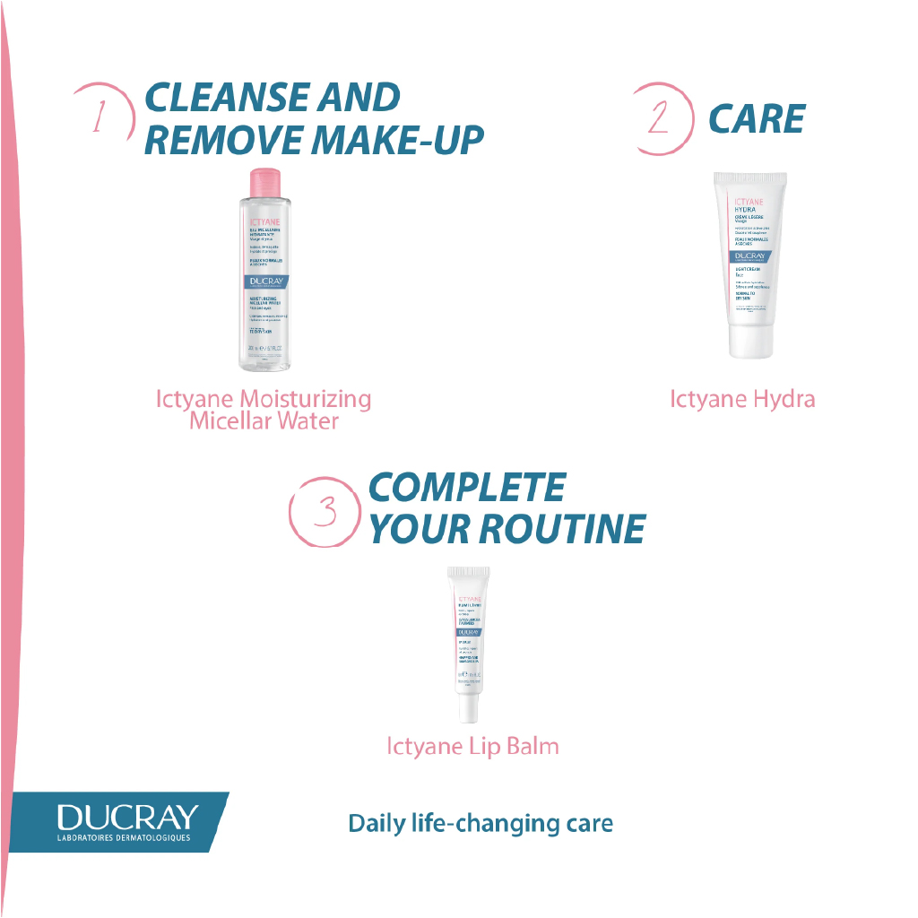 Ducray, Ictyane Hydra Light Face Cream, Lightweight moisturizing cream for dry sensitive skin, 40ml
