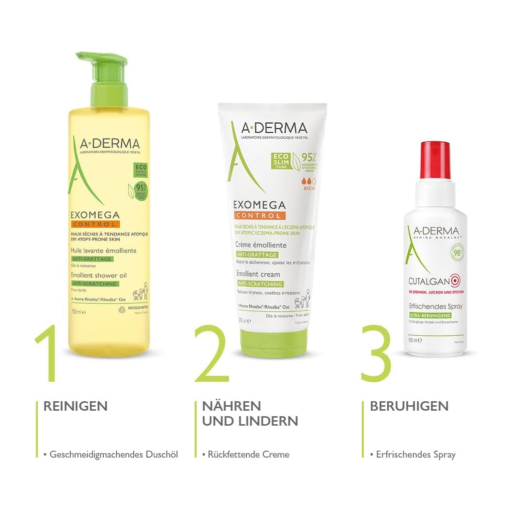 A-Derma, Exomega Control Cream, Soothing cream for atopic dermatitis relief, 200ml