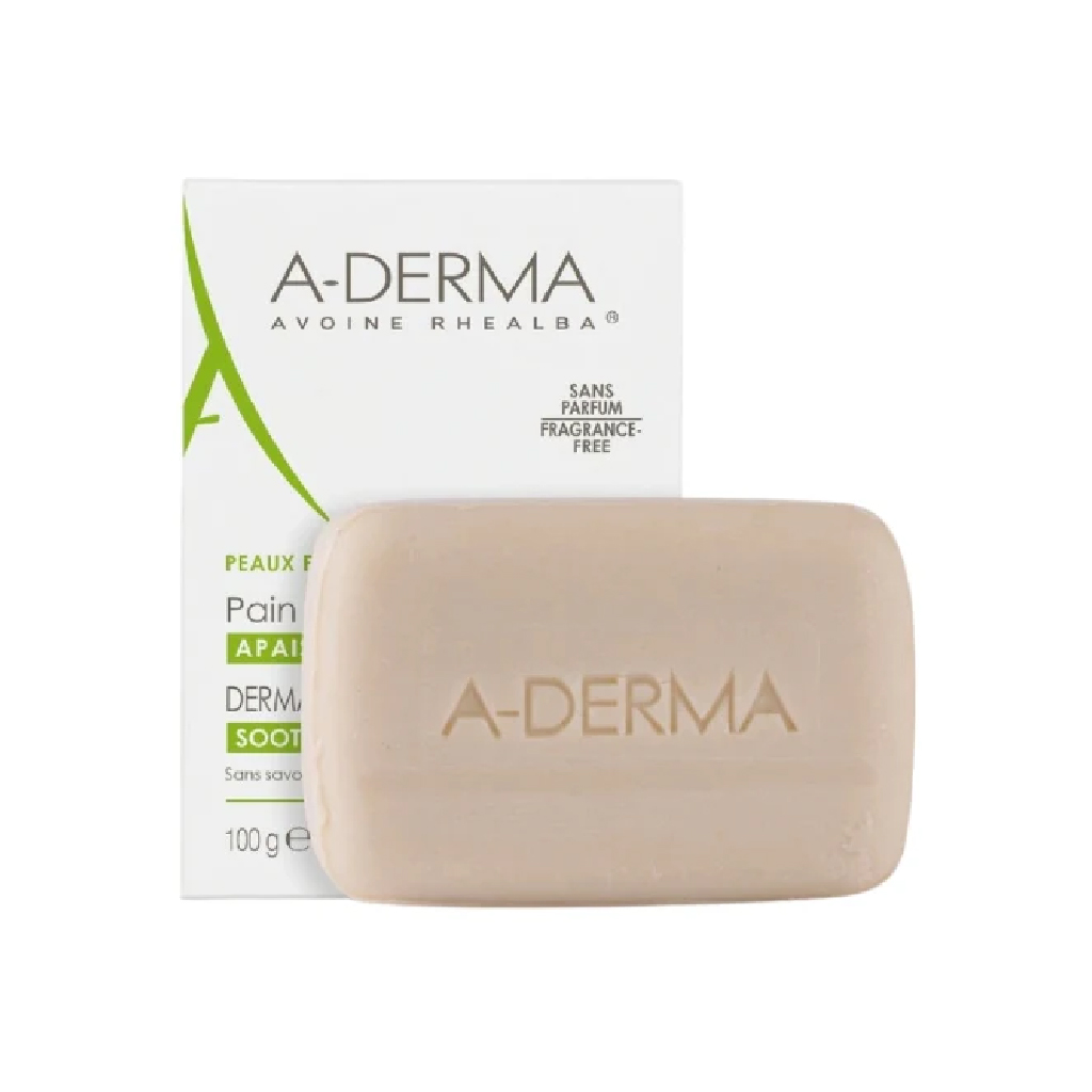 A-Derma, Dermatological Cleansing Bar, Gentle soap-free cleansing bar for sensitive skin, 100g