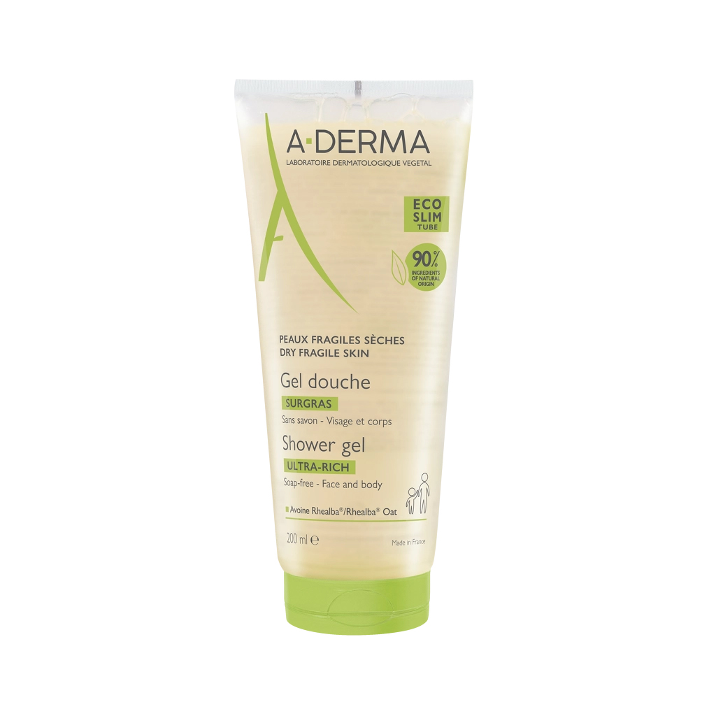 Aderma, Repairing ultra-rich shower gel, Nourishing shower gel for sensitive skin, 200ml