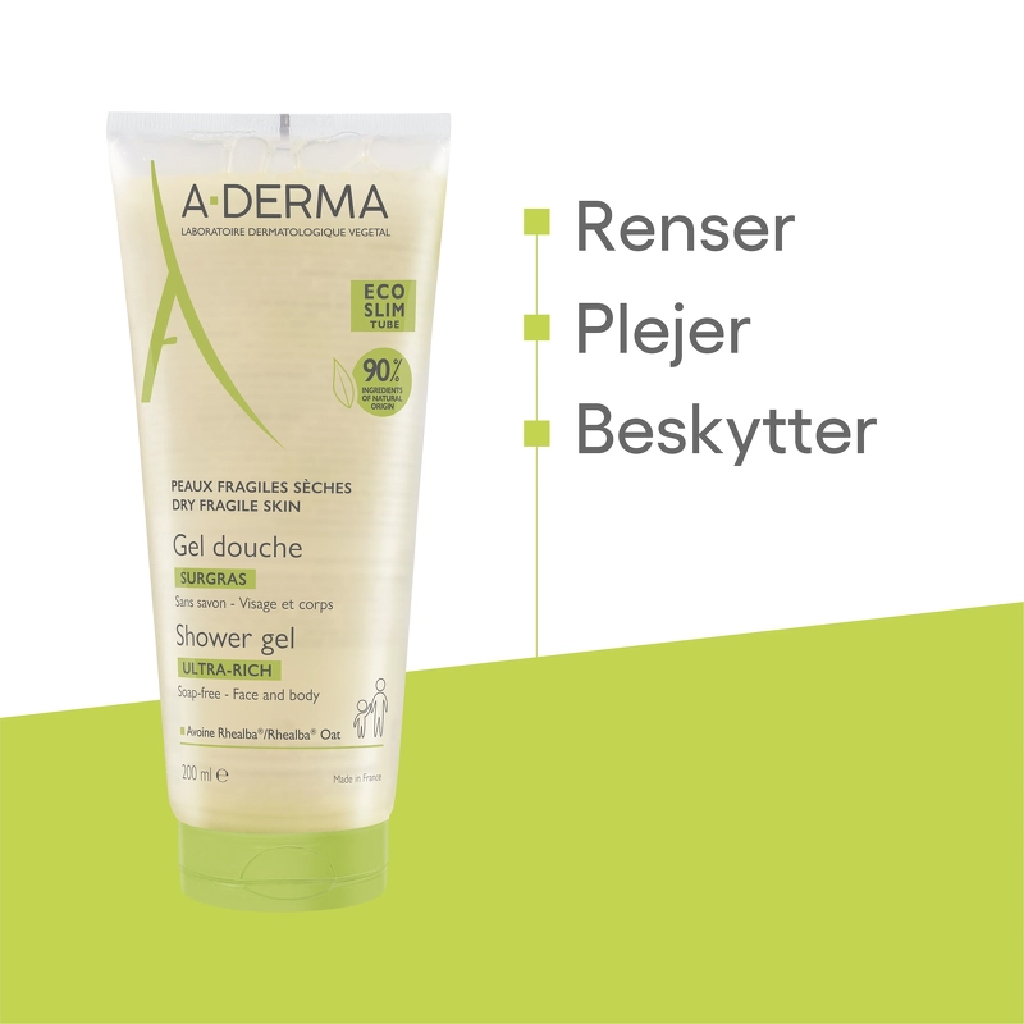 Aderma, Repairing ultra-rich shower gel, Nourishing shower gel for sensitive skin, 200ml
