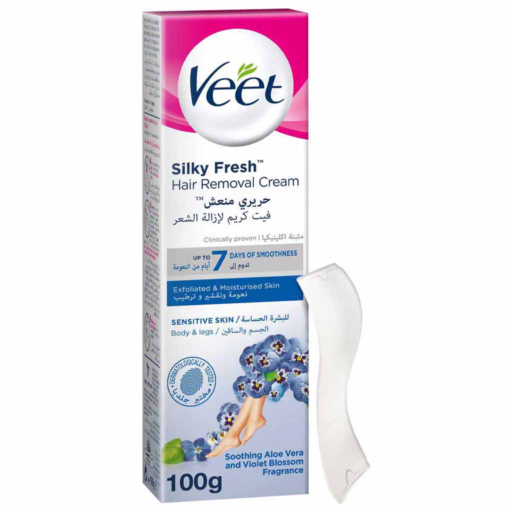 Veet, Hair Removal Cream for Sensitive Skin with Aloe Vera, Gentle depilatory cream with aloe vera, 200ml
