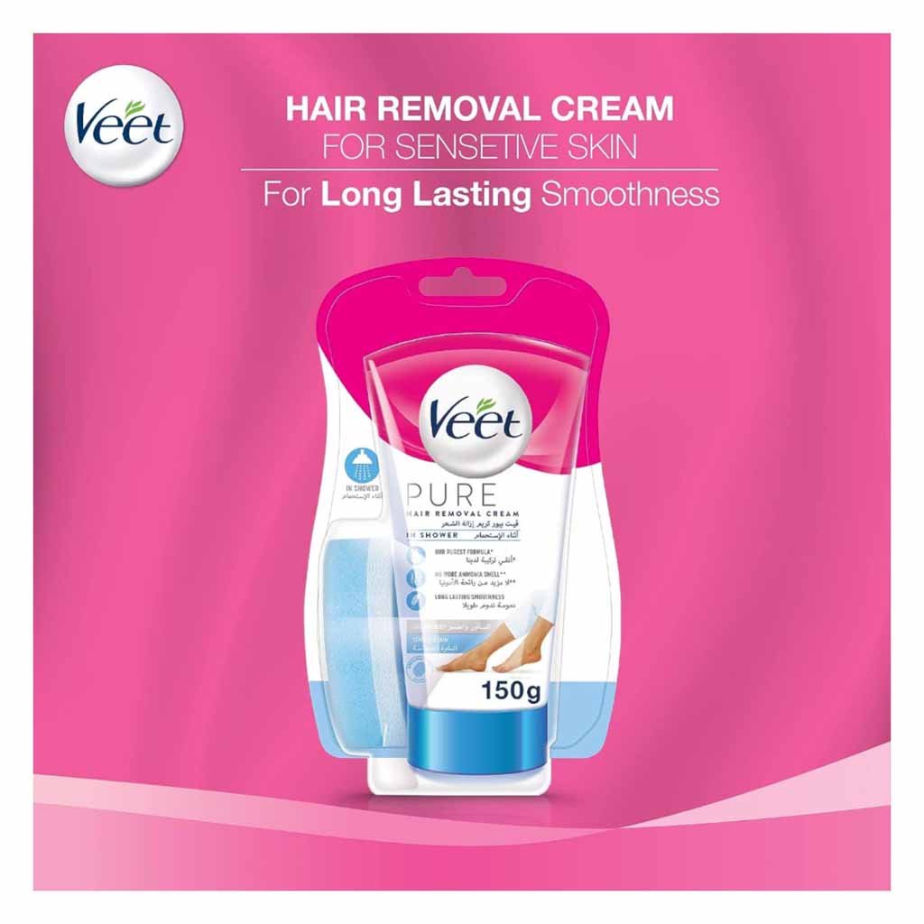 Veet Pure In Shower Hair Removal Cream For Sensitive Skin 150ml