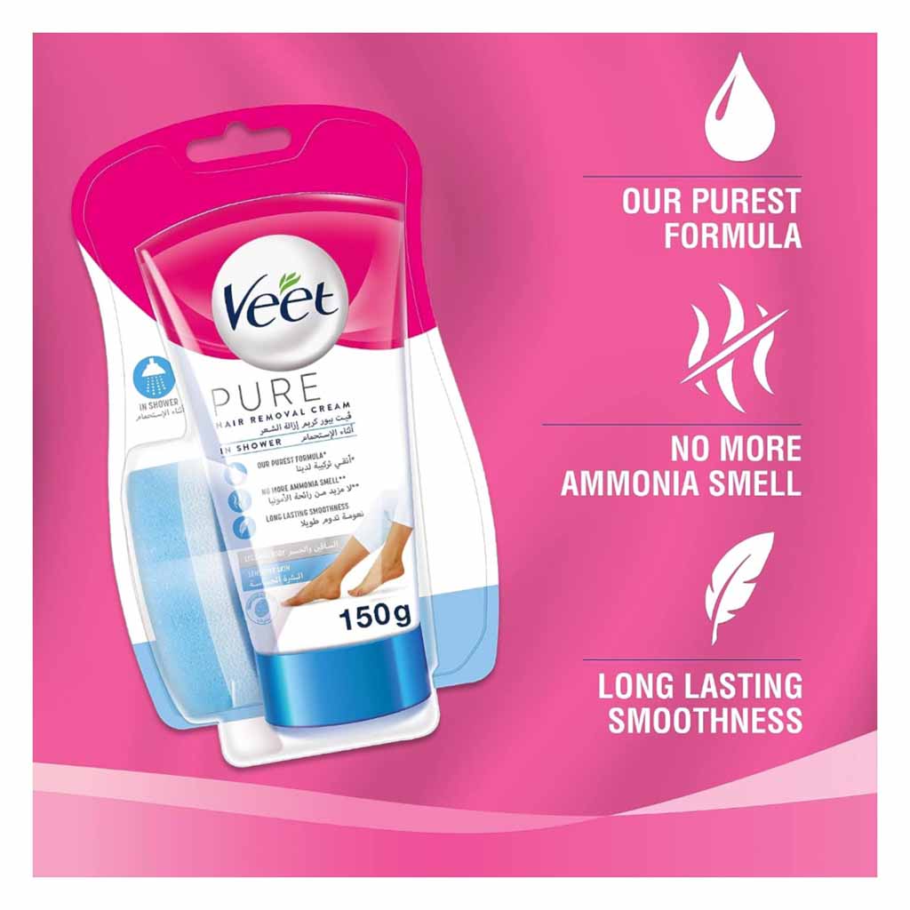 Veet Pure In Shower Hair Removal Cream For Sensitive Skin 150ml