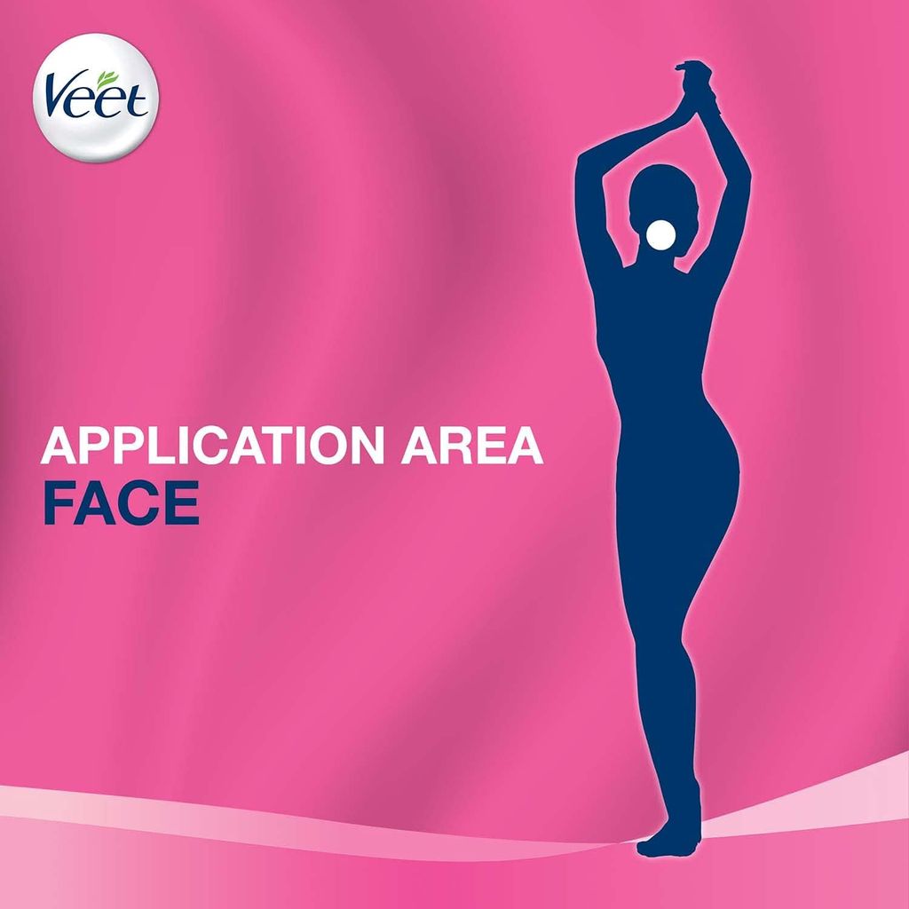 Veet, Pure Cream Wax Sensitive Face, Gentle facial wax strips for sensitive skin, 20 strips