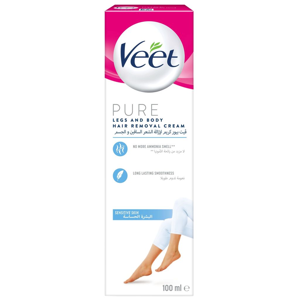 Veet Pure Legs & Body Hair Removal Cream, Sensitive Skin, 100ml