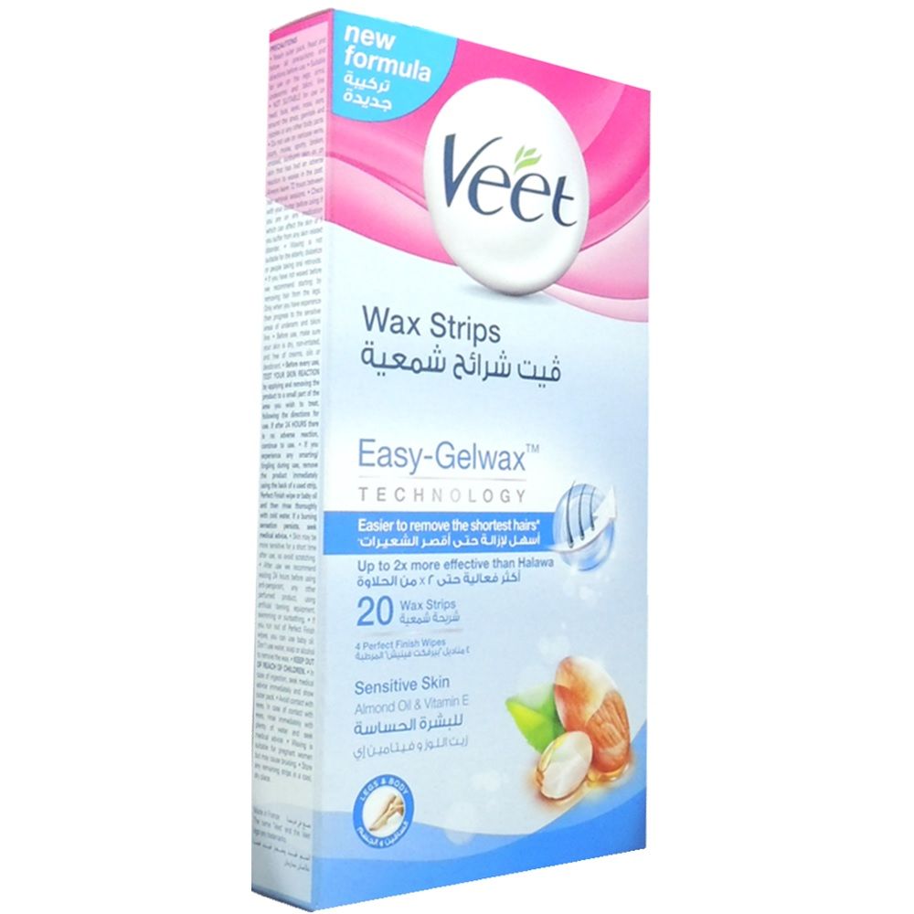 Veet Hair Removal Body & Face Wax Strips for Sensitive Skin - 40 Strips