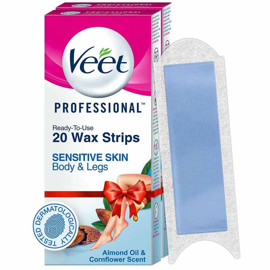 Veet, Cold Wax Strips Sensitive Skin 20s, Gently removes hair for smooth results
