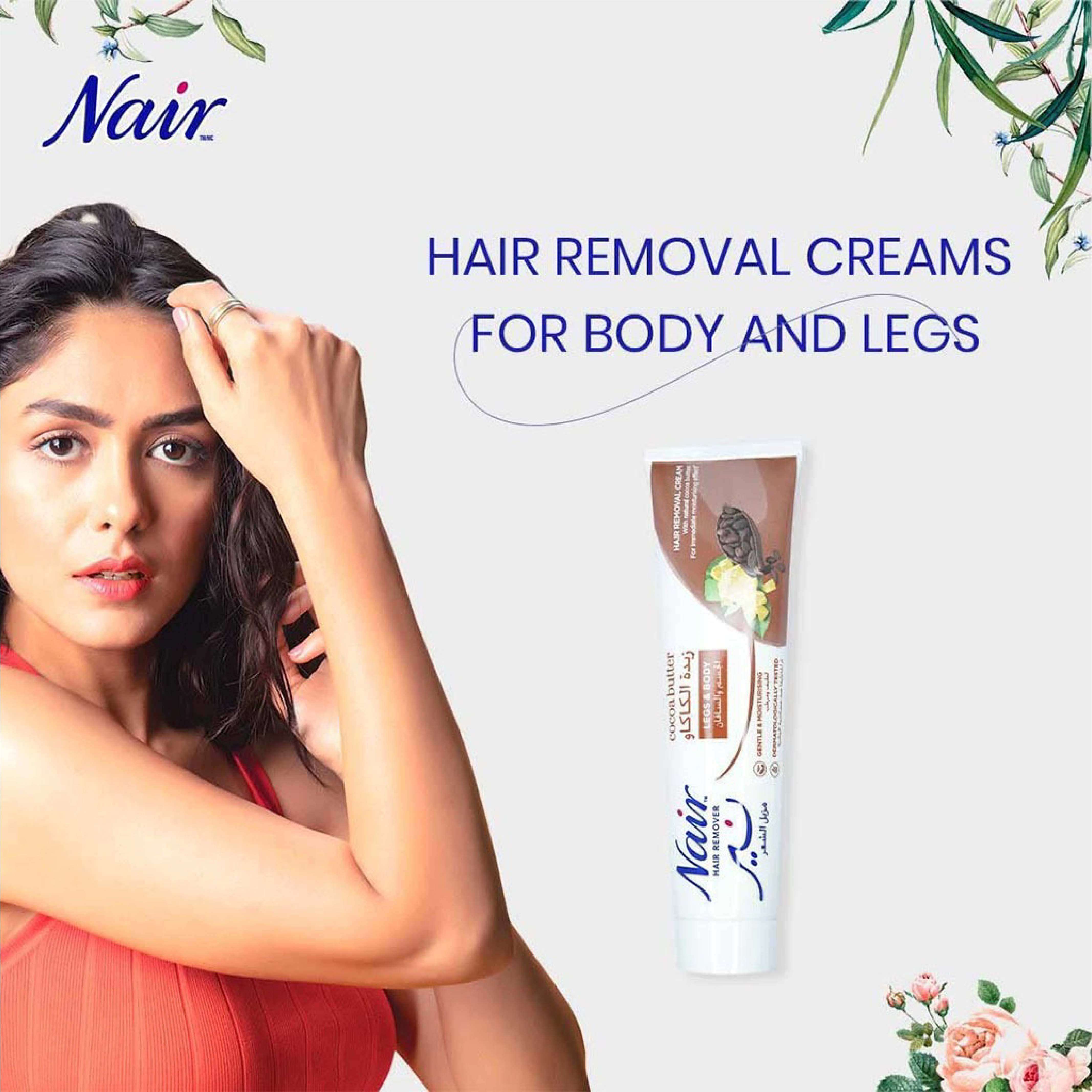 Nair, Rose tube hair removal cream, Gentle hair removal cream with rose scent, 110 ml