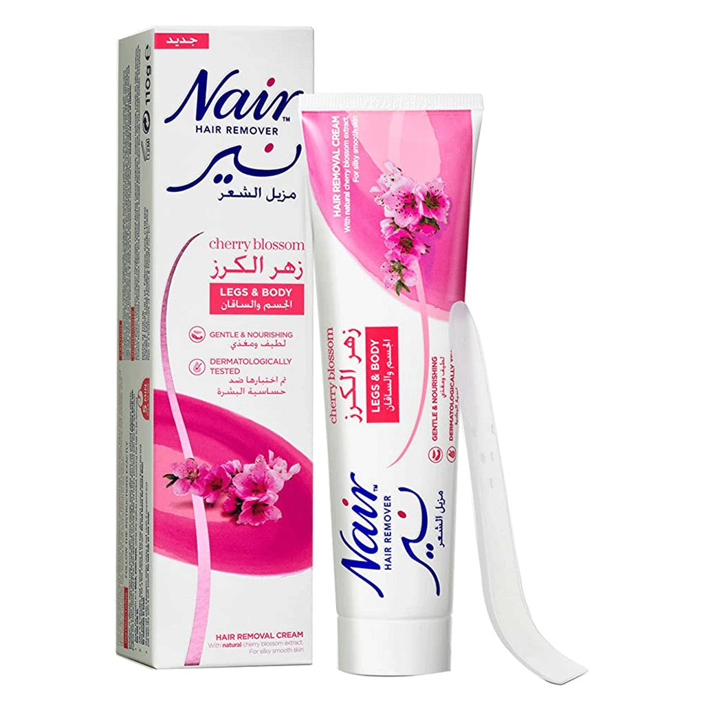 Nair, Cherry Blossom Legs and Body Hair Remover Cream, Gentle hair removal cream with cherry blossom scent, 110ml