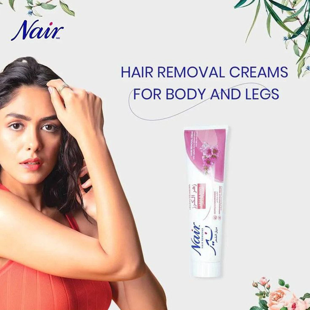 Nair, Cherry Blossom Legs and Body Hair Remover Cream, Gentle hair removal cream with cherry blossom scent, 110ml