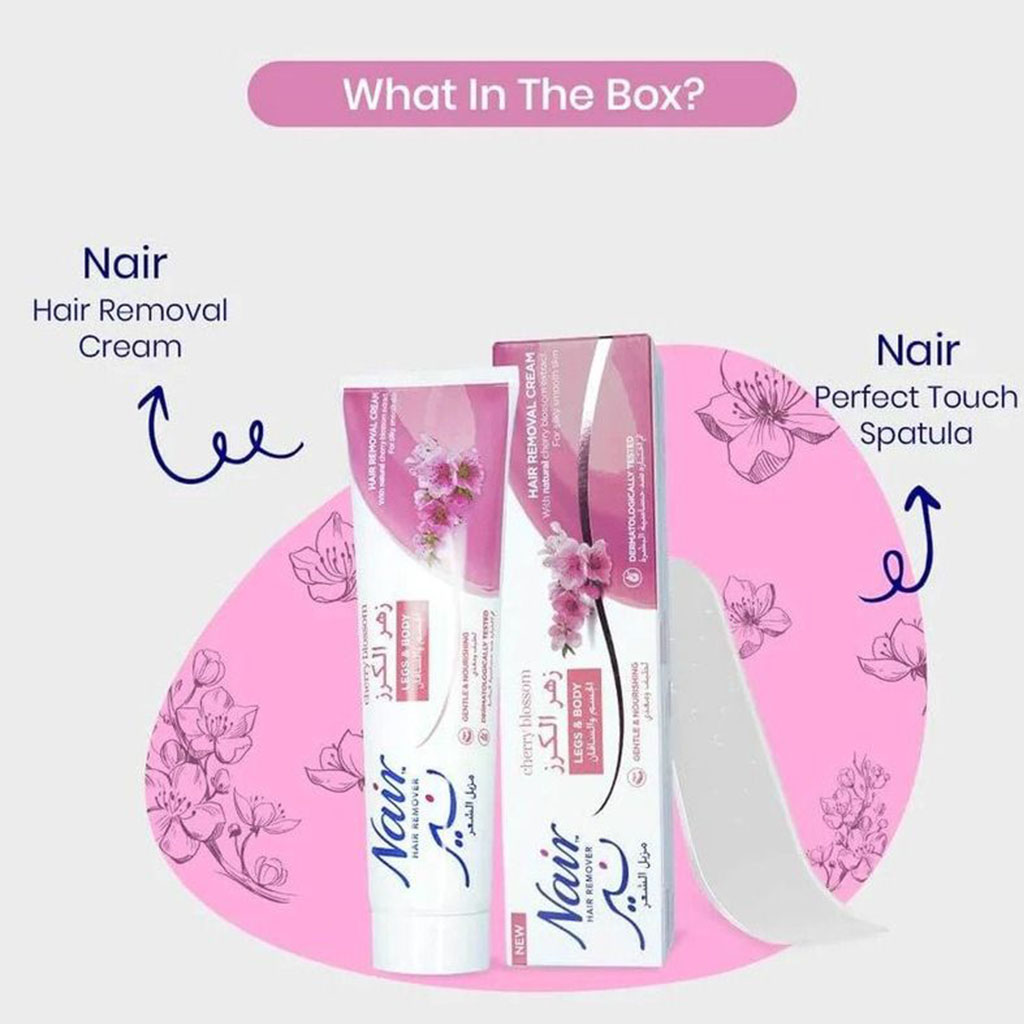 Nair, Cherry Blossom Legs and Body Hair Remover Cream, Gentle hair removal cream with cherry blossom scent, 110ml