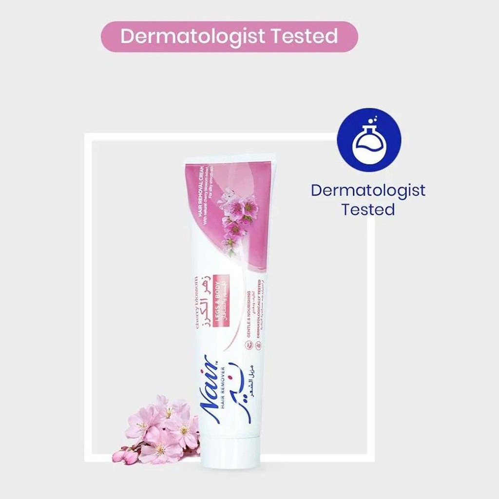 Nair, Cherry Blossom Legs and Body Hair Remover Cream, Gentle hair removal cream with cherry blossom scent, 110ml