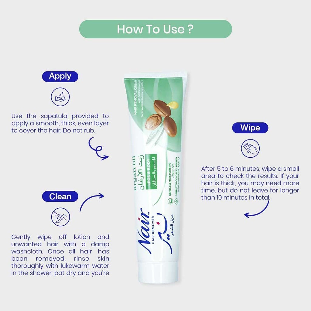 Nair, Hair Remover with Argan Oil, Nourishing hair removal cream with argan oil, 110ml