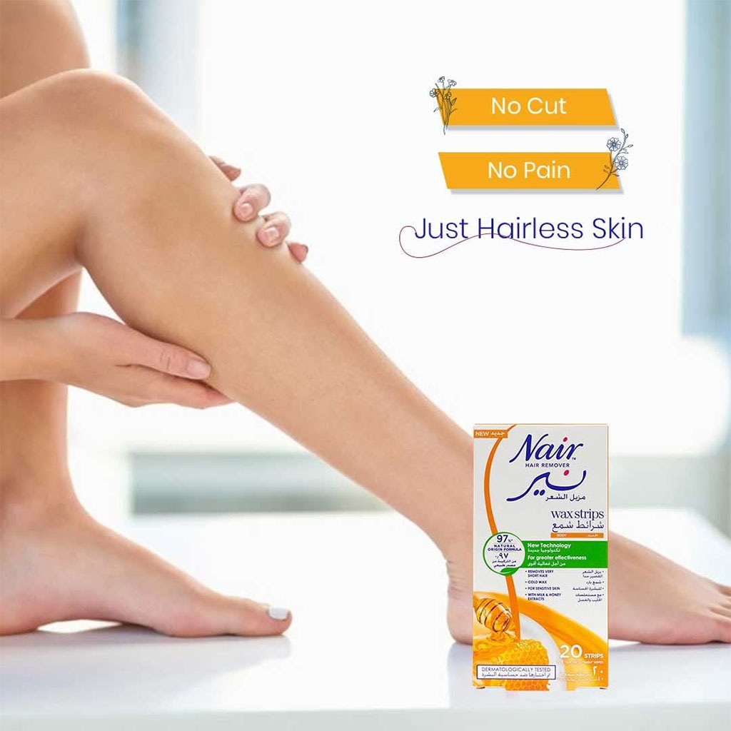 Nair, Body Wax Milk and Honey, Gentle hair removal wax with milk and honey, 20 strips