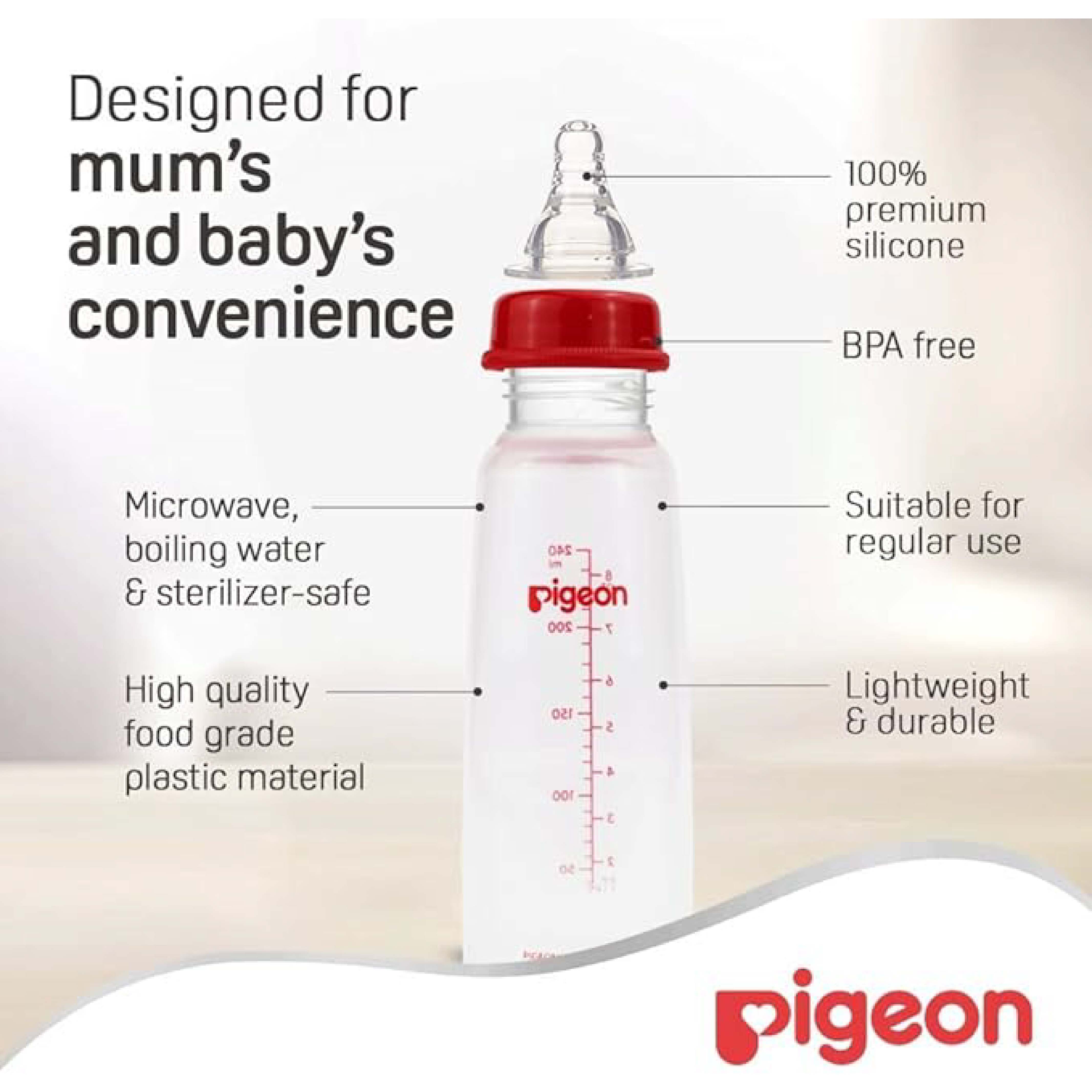 Pigeon Plastic Bottle White Cap 240 ml (Slim Neck)