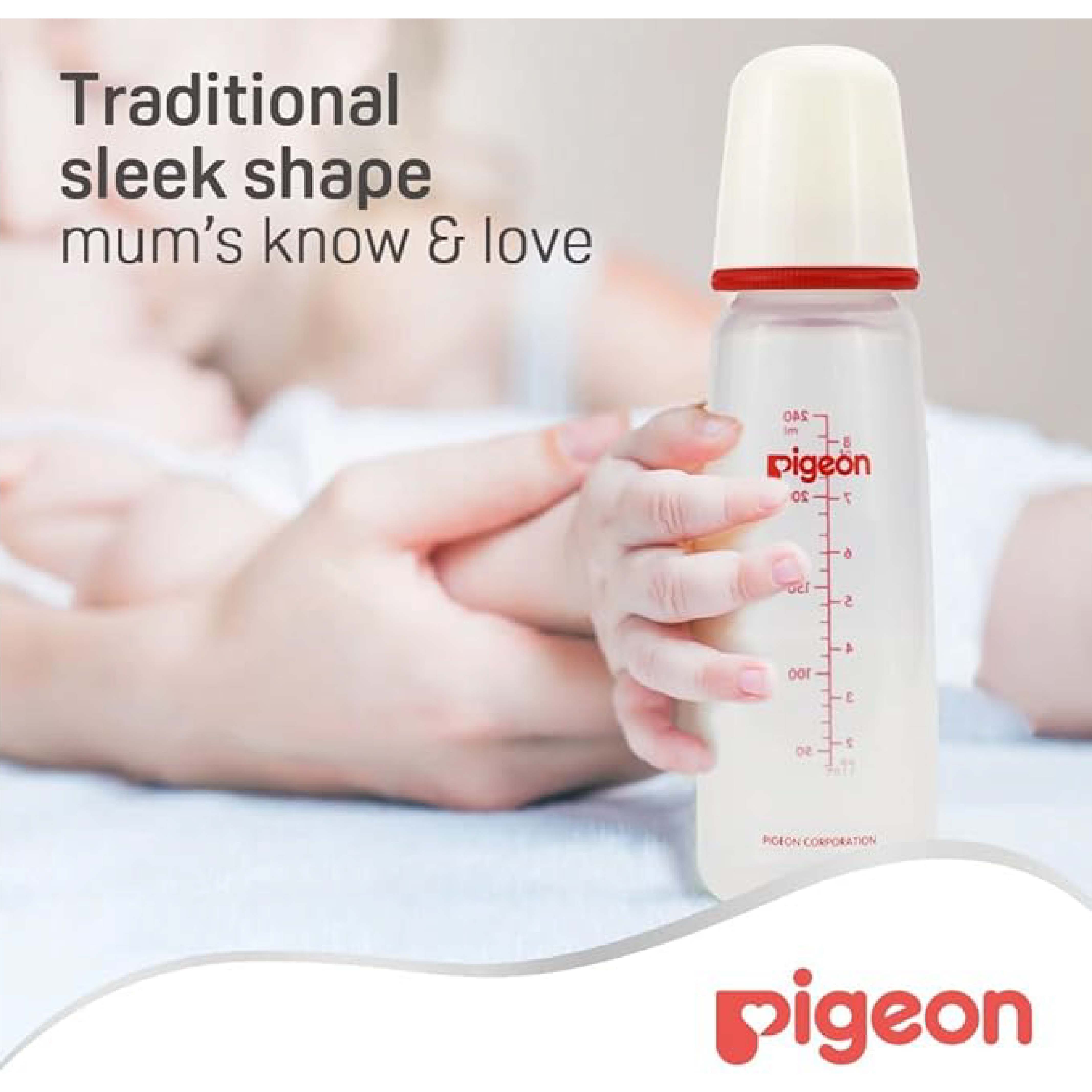 Pigeon Plastic Bottle White Cap 240 ml (Slim Neck)