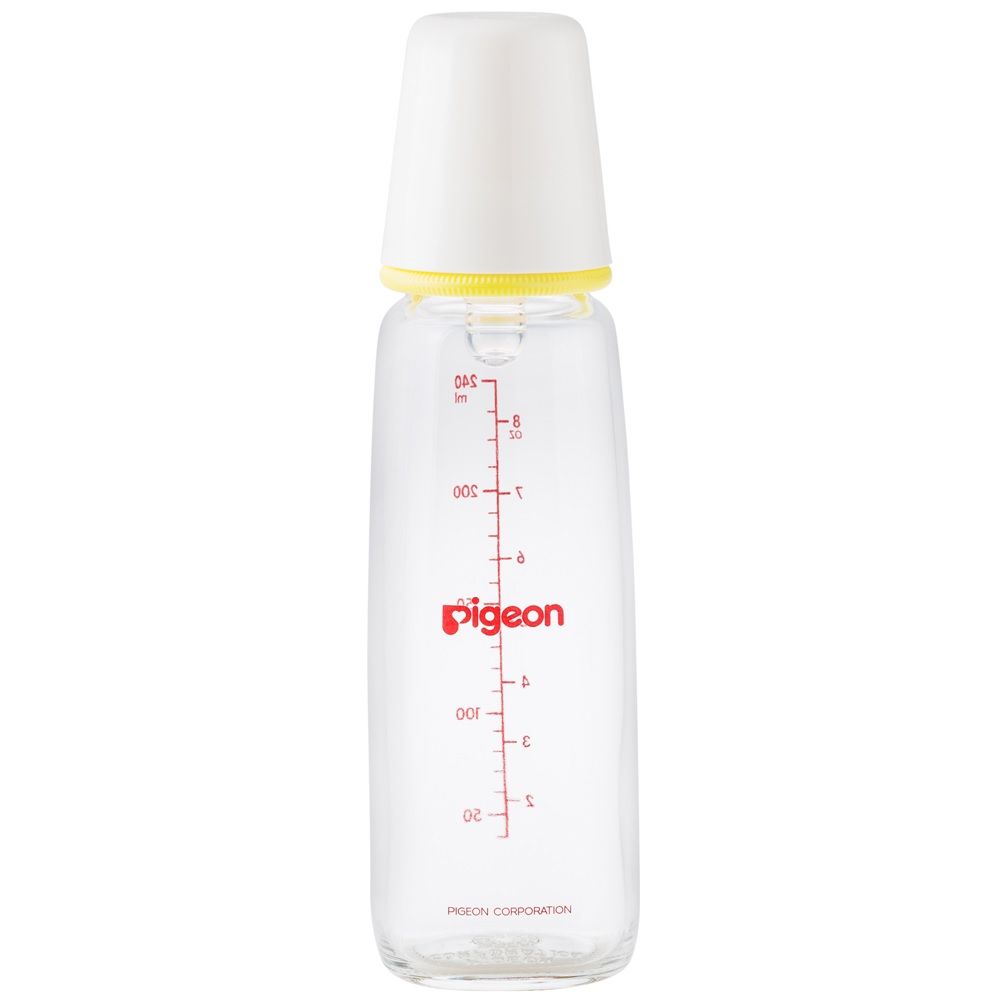 Pigeon, Glass nurser K-8, Durable glass feeding bottle with standard nipple, 240 ml
