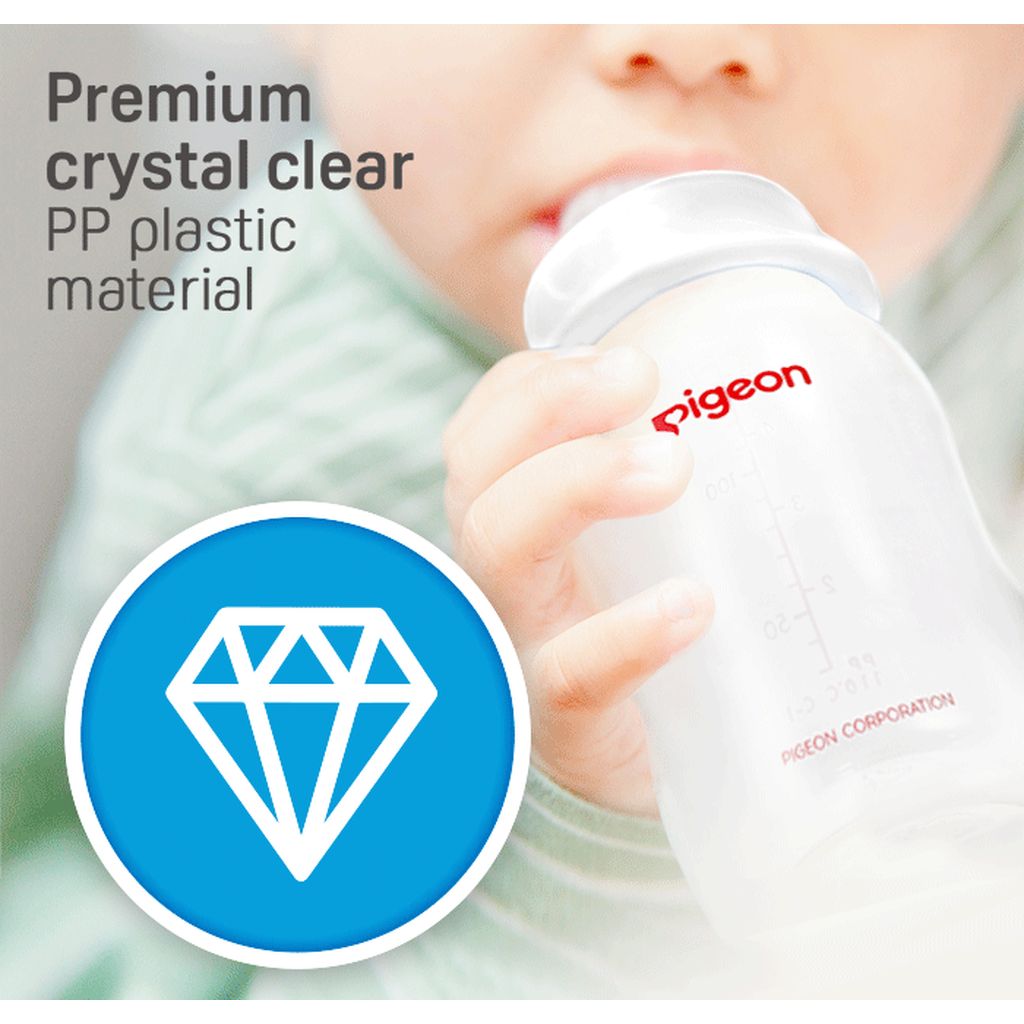 Pigeon, Flexible Streamline Plastic Bottle, Baby feeding bottle with ergonomic design, 250 ml