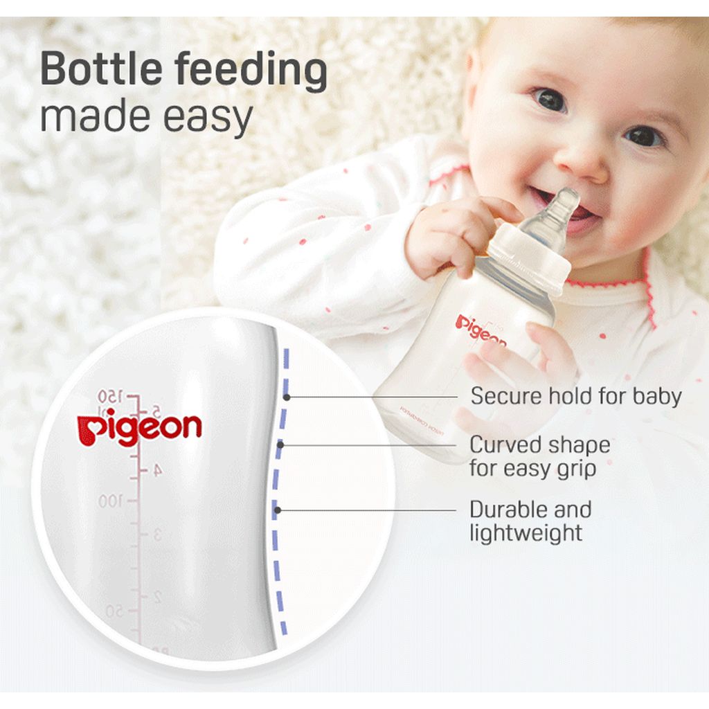 Pigeon, Flexible Streamline Plastic Bottle, Baby feeding bottle with ergonomic design, 250 ml