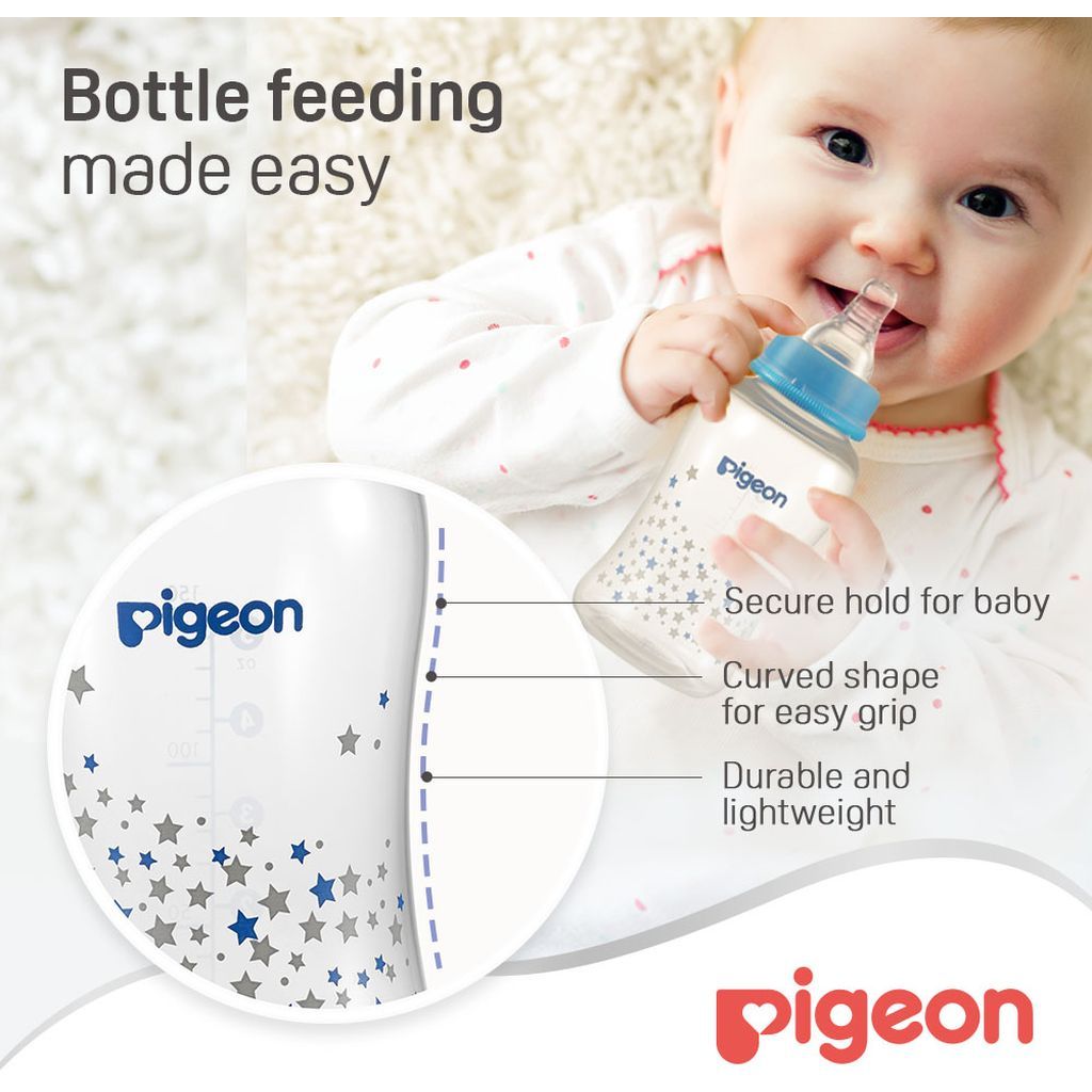 Pigeon, Flexible Streamline Bottle Decorated, Soft flexible baby feeding bottle, 150 ml