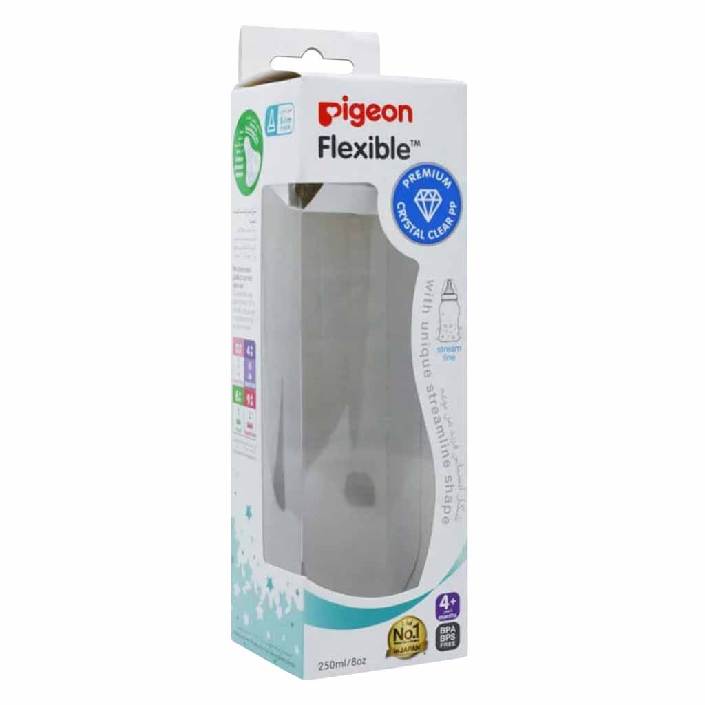 Pigeon, Crystal Plastic Flexible Star Slim Neck Nursing Bottle, Ergonomic baby bottle with slim neck, 250ml, Blue/Pink
