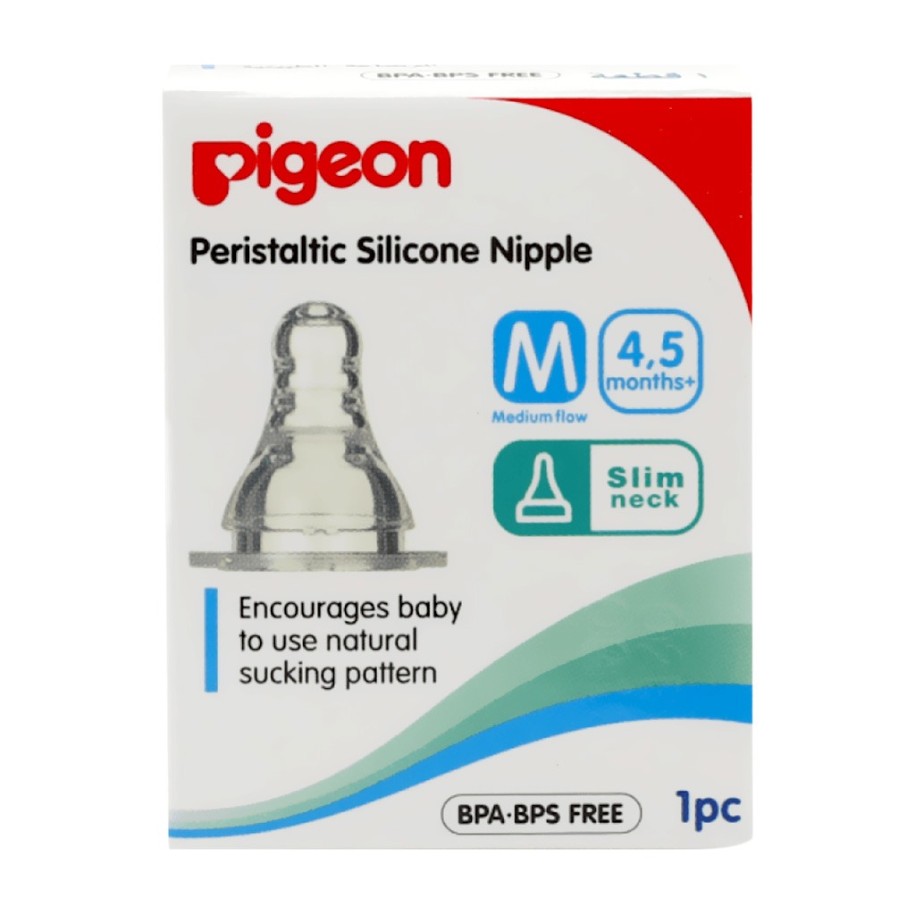 Pigeon, S-Type Nipple Medium, Medium flow silicone nipple for feeding, single piece